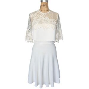 ELIE SAAB White Lace Floral Dress Size 40 IT